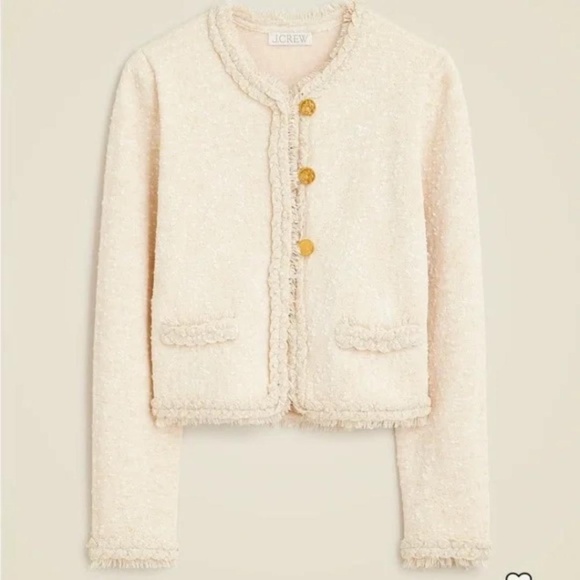 J. Crew Marled Fringe-Trim Sweater Lady Jacket - Picture 9 of 9